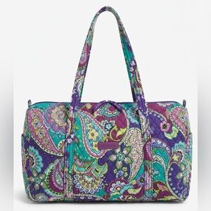 VERA BRADLEY XL Quilted Travel Duffel Bag - Vibrant Orange